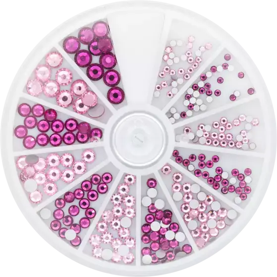 Rhinestone Wheel Roze and Fuchsia 6 sizes 270pcs