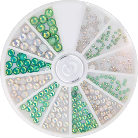 Frosted Rhinestones White and Green 6 sizes 270pcs