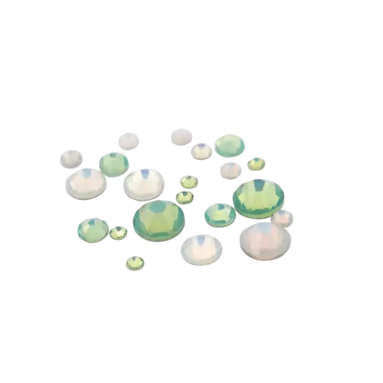 Frosted Rhinestones White and Green 6 sizes 270pcs
