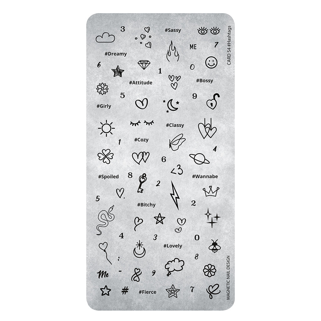 STAMPING PLATES 54 HASTAGS