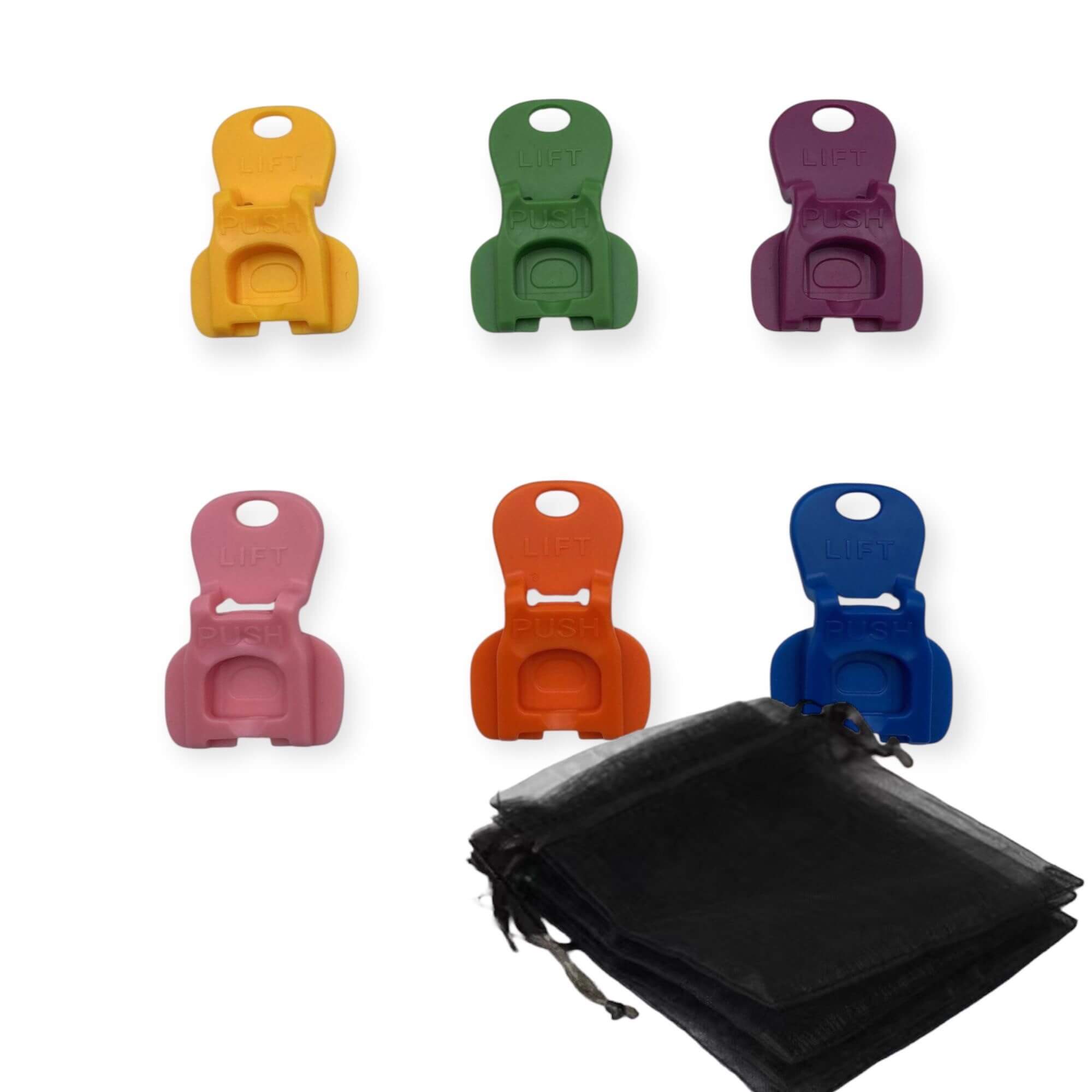 Blikjes openers 6 st incl 6 organza zakjes.