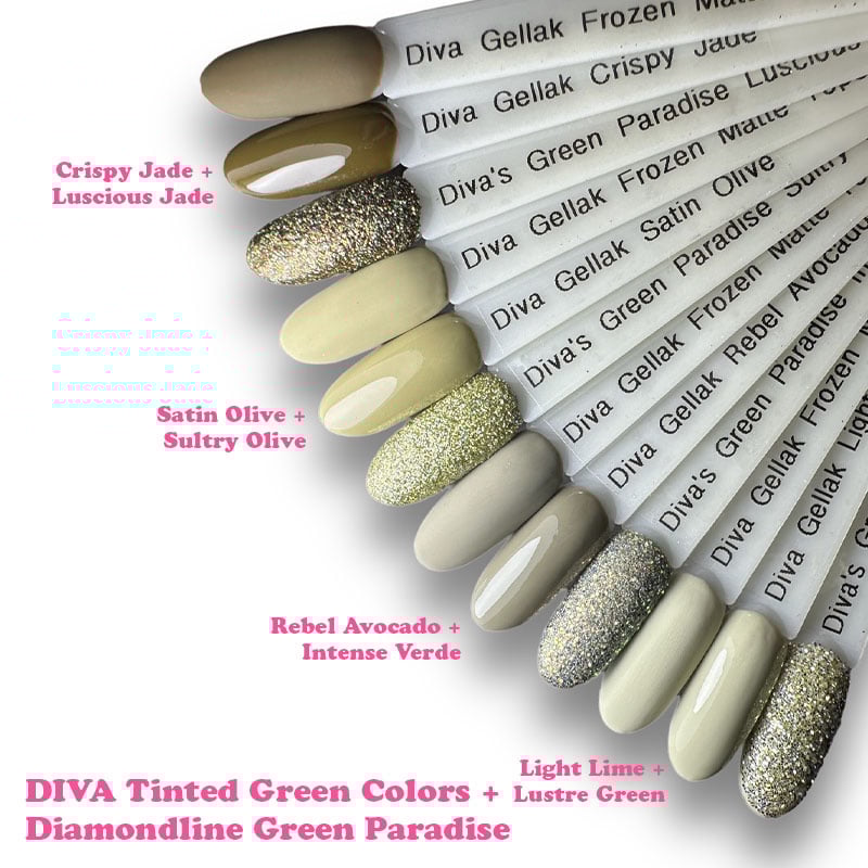 DIVA Gellak Tinted Green Colors Collection 4x 10 ml