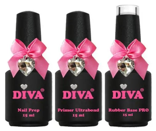 DIVA Prep, Primer & Rubber Basecoat Touch Off Nude trio 15 ml PRO