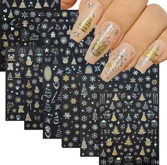 Kerst Nail art Stickers 12 pcs