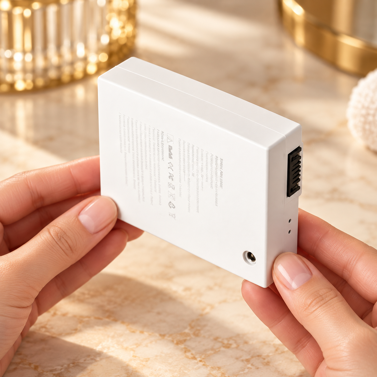 Accu in de hand — Accu voor DIVA Diamond & Glamour Dual Wave Lamp 72 Watt
