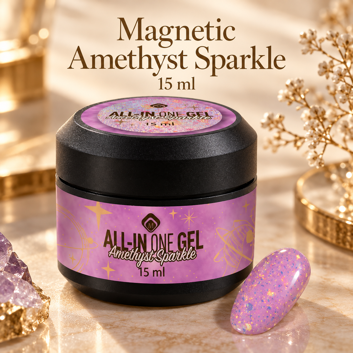 Product met tekst — All in One Gel Amethyst Sparkle