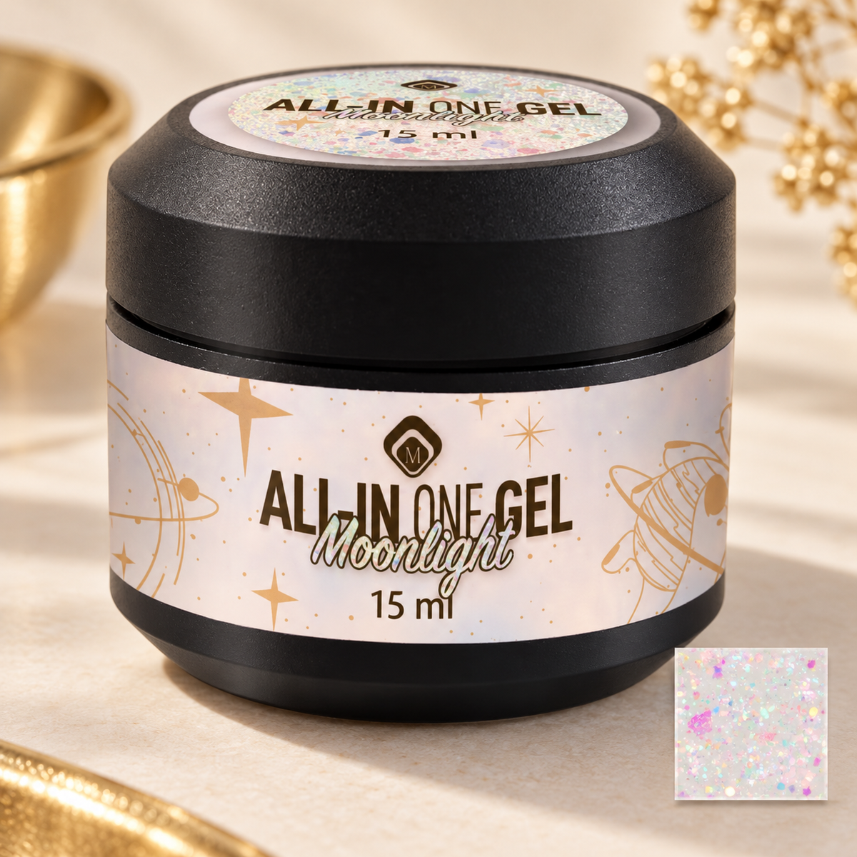 Productfoto met kleurstaal — All in One Gel Moonlight