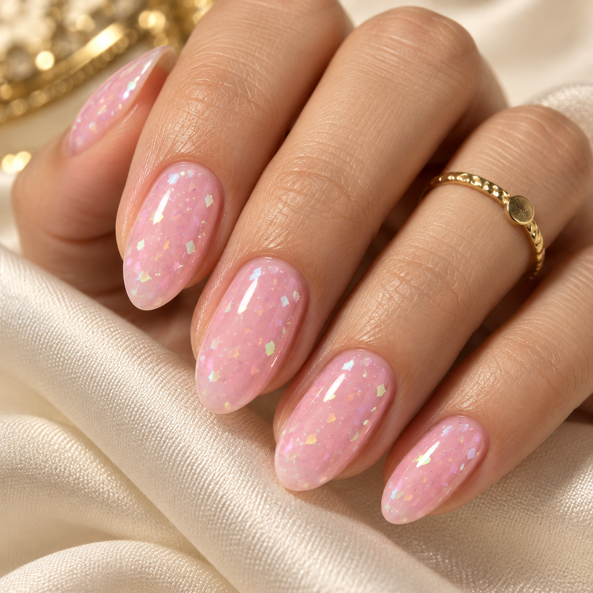 Nagels van dichtbij — All in One Gel Pink Crystal