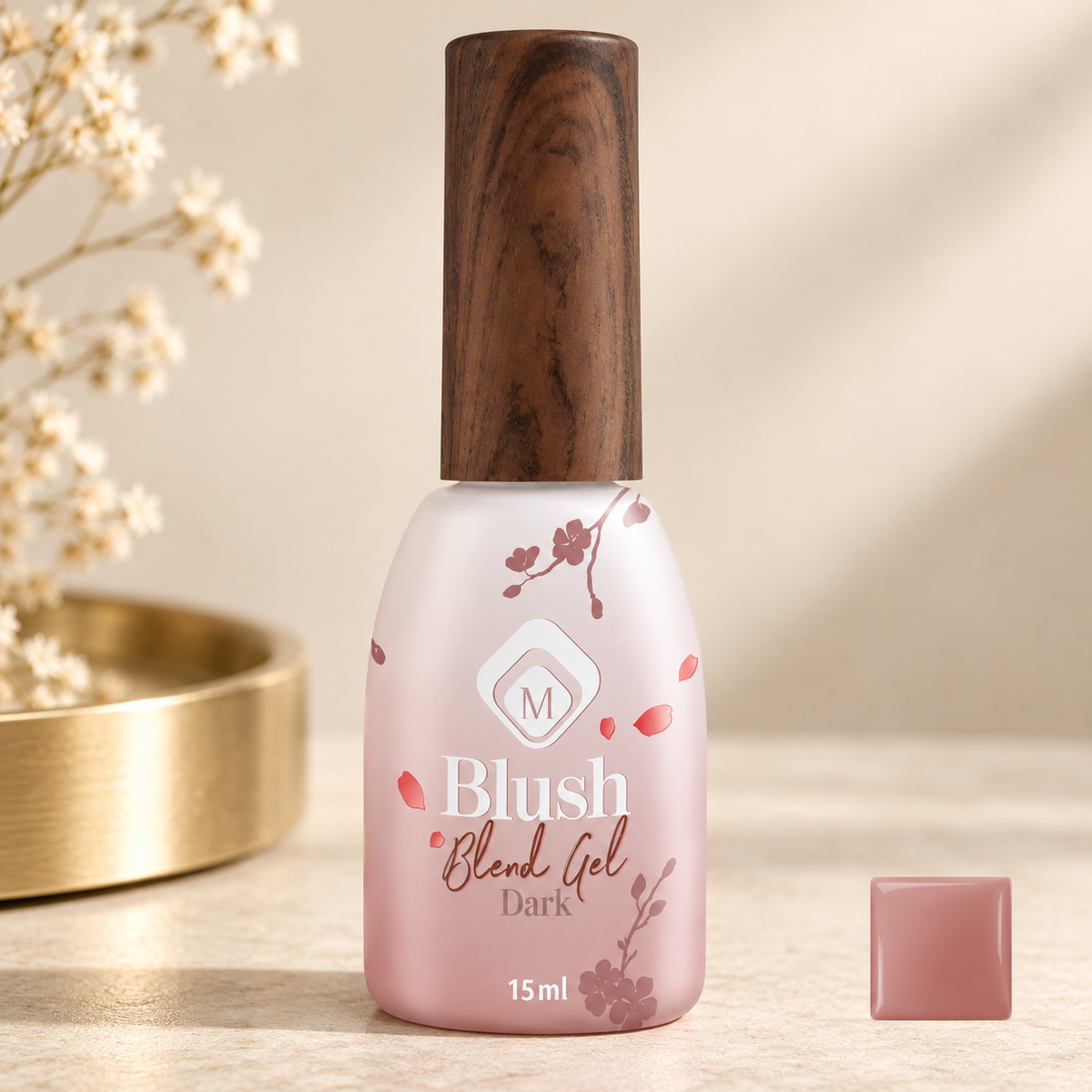 Productfoto met kleurstaal — Blush Blend Dark Gel