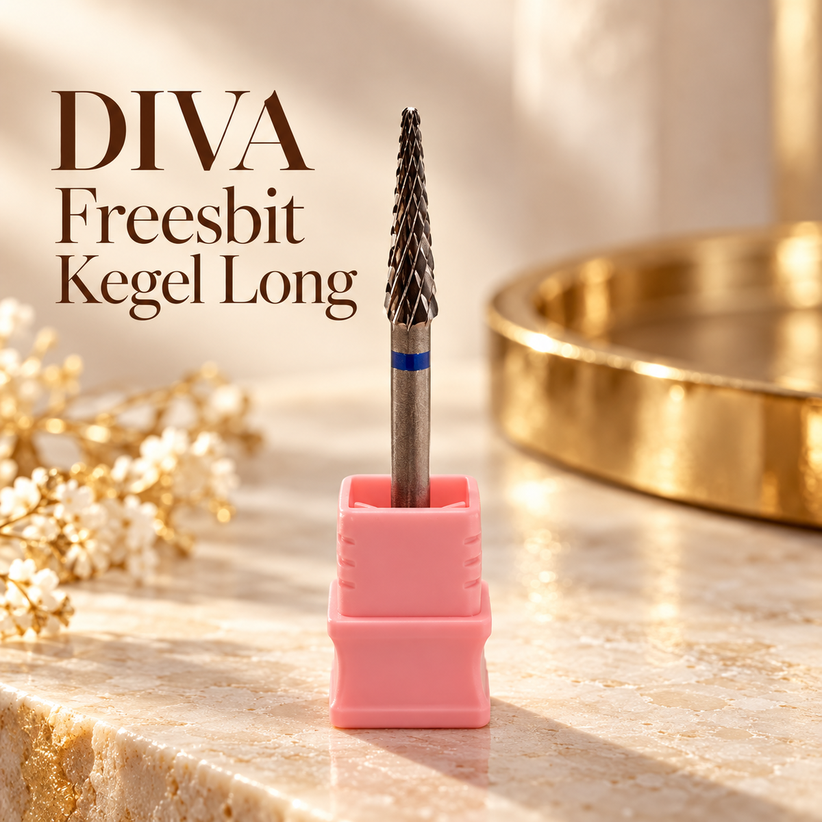 Product en naam — DIVA Frees Bitje Kegel Long Coarse - Blue Medium
