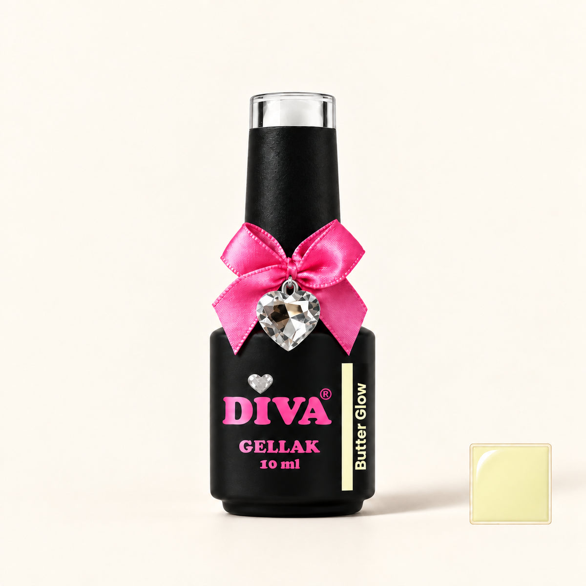 Productfoto met kleurstaaltje — DIVA Gellak Butter Glow 10 ml