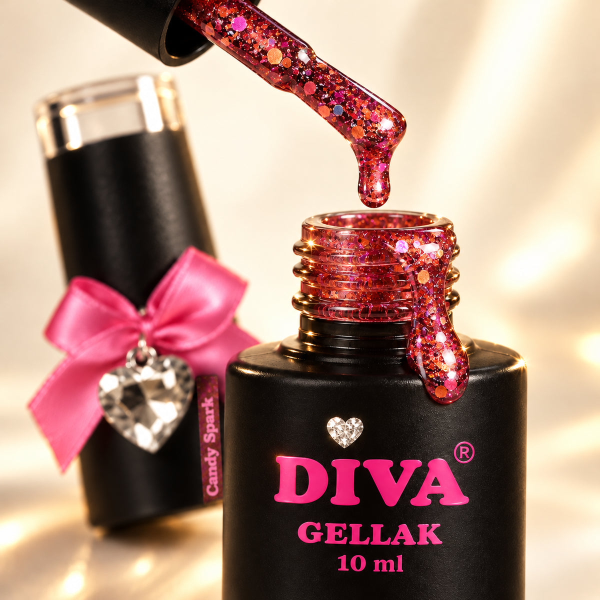 Druppel- en textuurdetail — DIVA Gellak Candy Spark 10 ml