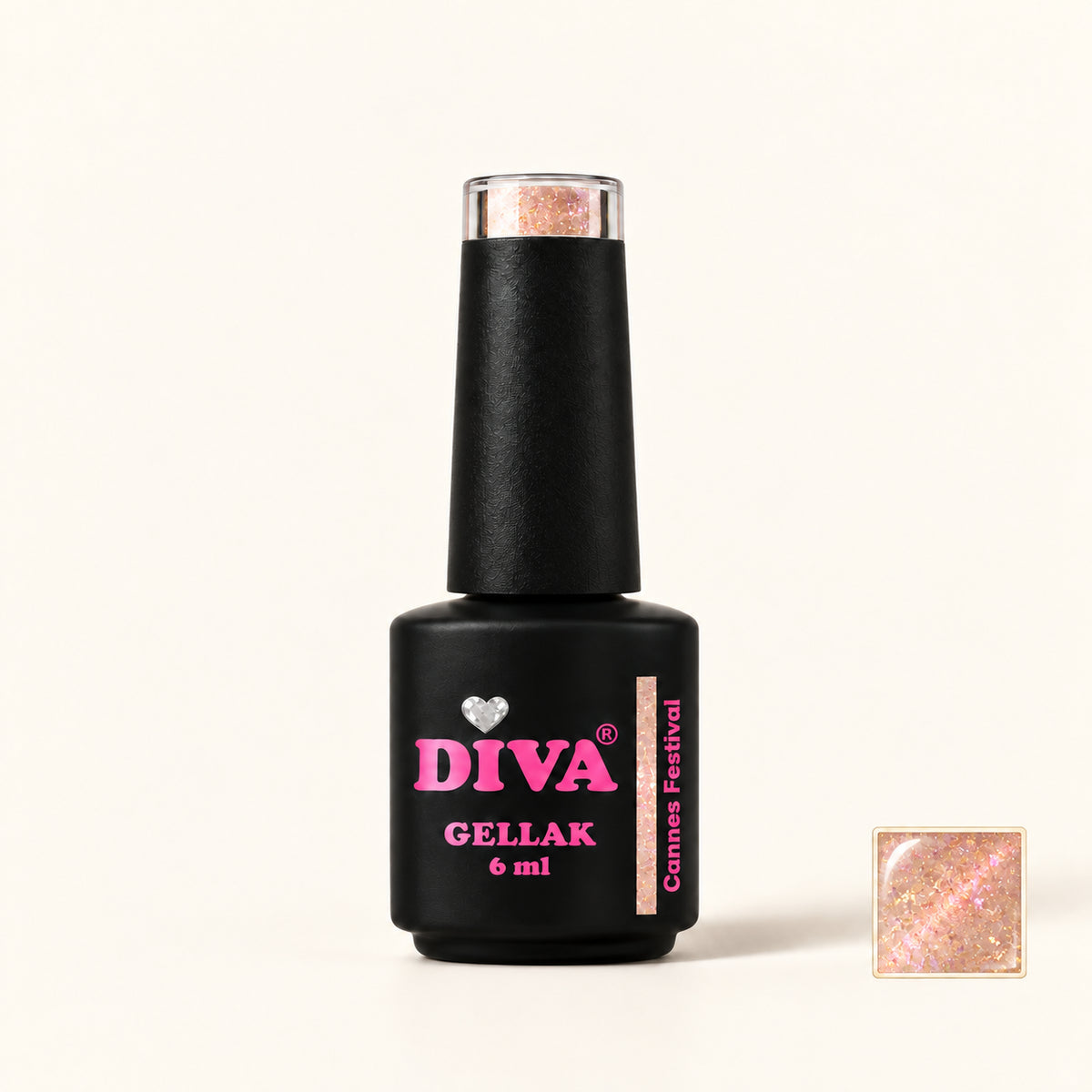 Productfoto met kleurstaaltje — DIVA Gellak Cannes Festival 6 ml