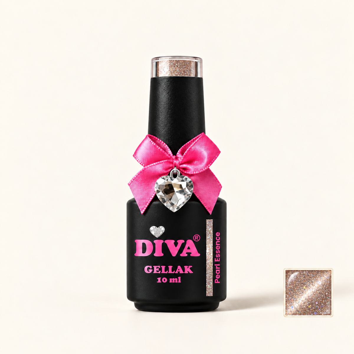 Productfoto met kleurstaaltje — DIVA Gellak Cat Eye Pearl Essence 10 ml