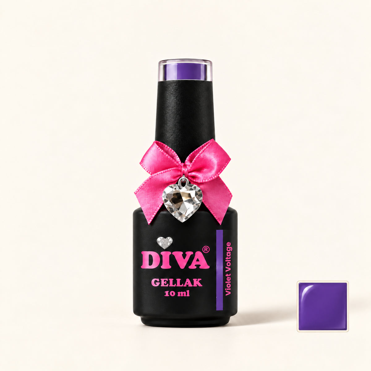 Productfoto met kleurstaaltje — DIVA Gellak Violet Voltage 10 ml #