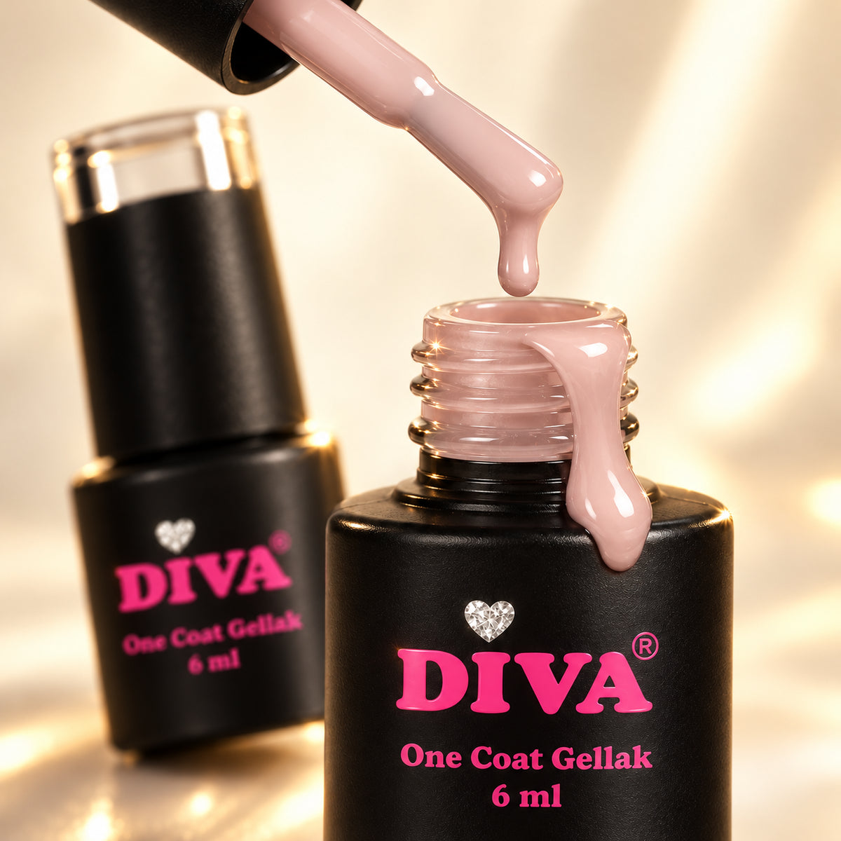 Druppel- en textuurdetail — DIVA One Coat Gellak Bare Beauty 6 ml