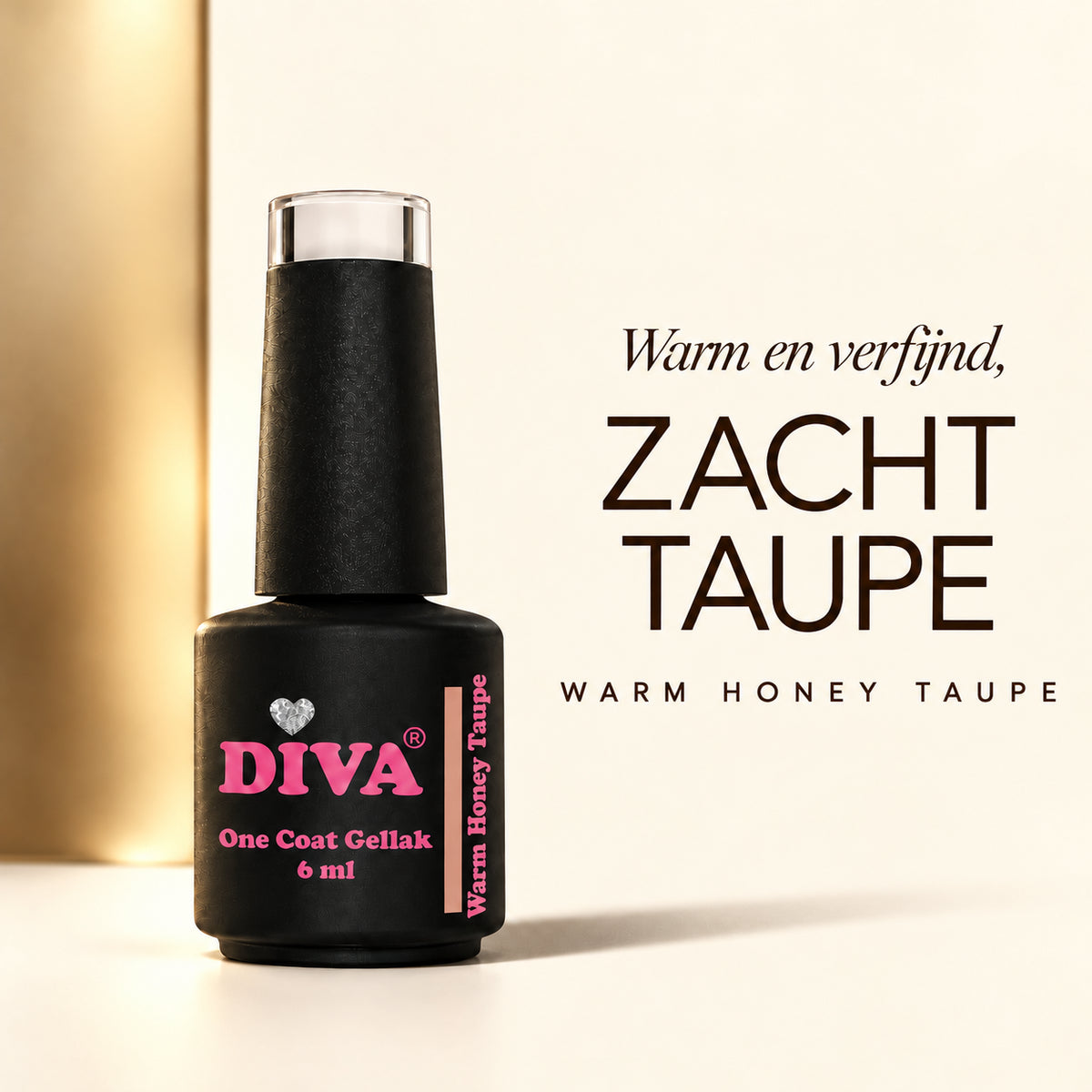 Tekstbeeld — DIVA One Coat Gellak Warm Honey Taupe 6 ml