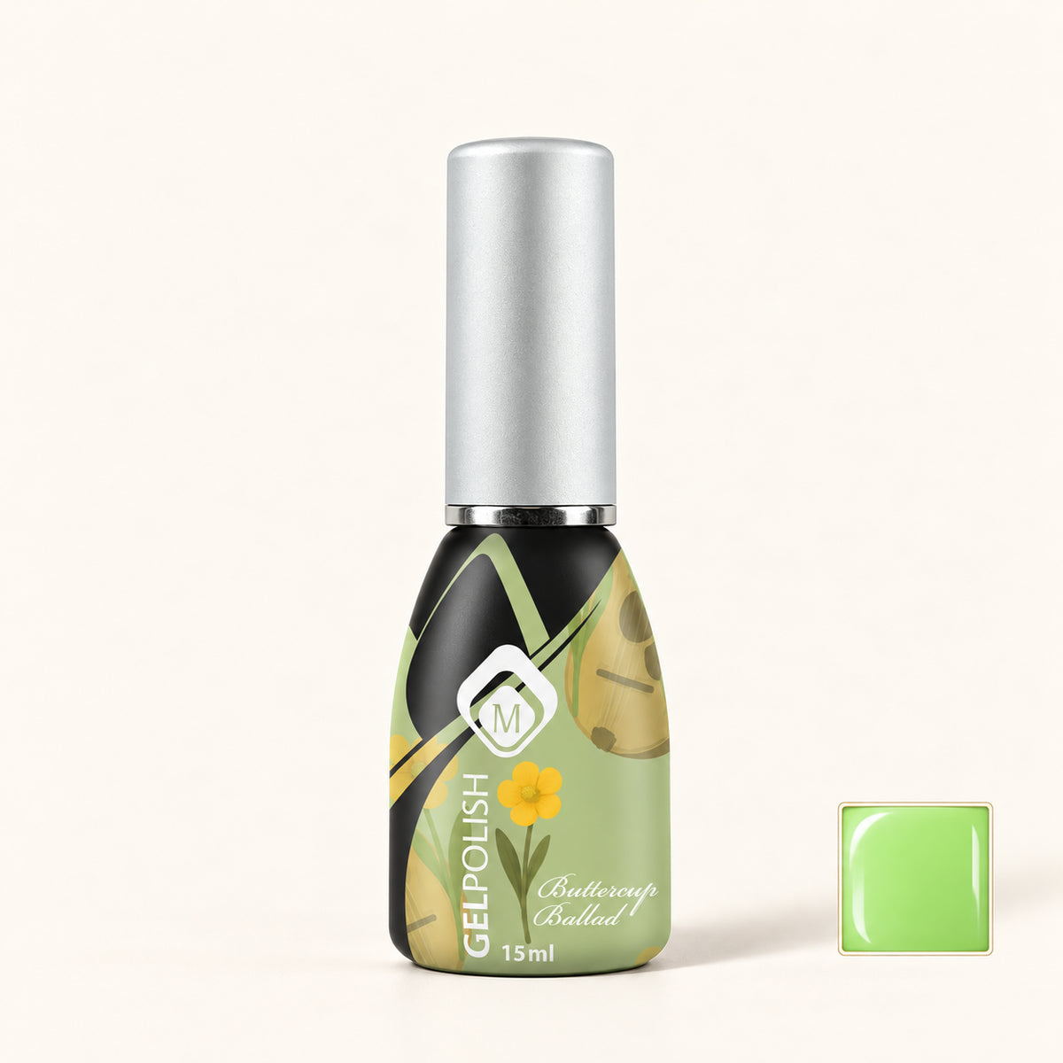 Productfoto met kleurstaaltje — Gelpolish Buttercup Ballad