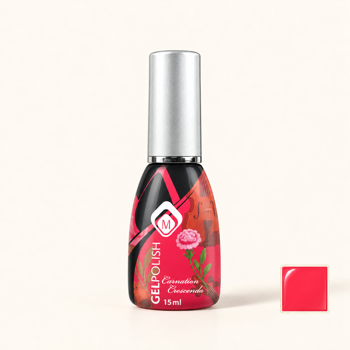 Productfoto met kleurstaaltje — Gelpolish Carnation Crescendo