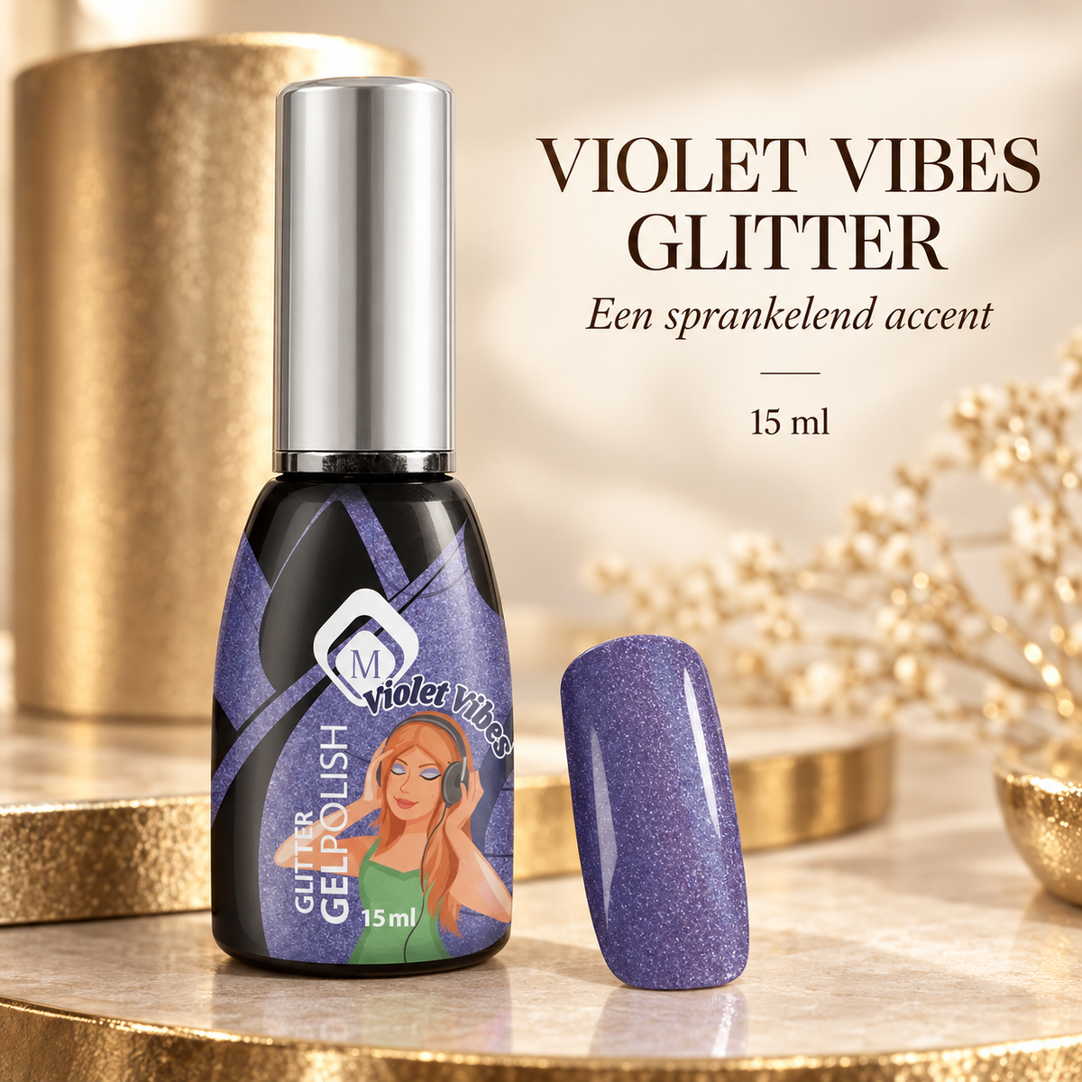 Tekstbeeld — Gelpolish Violet Vibes Glitter