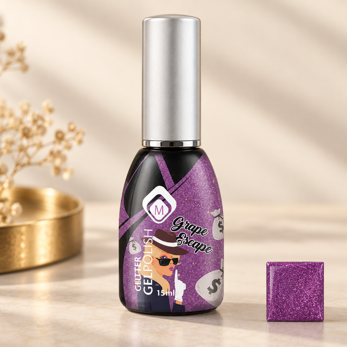 Productfoto met kleurstaal — GP Grape Escape Glitter