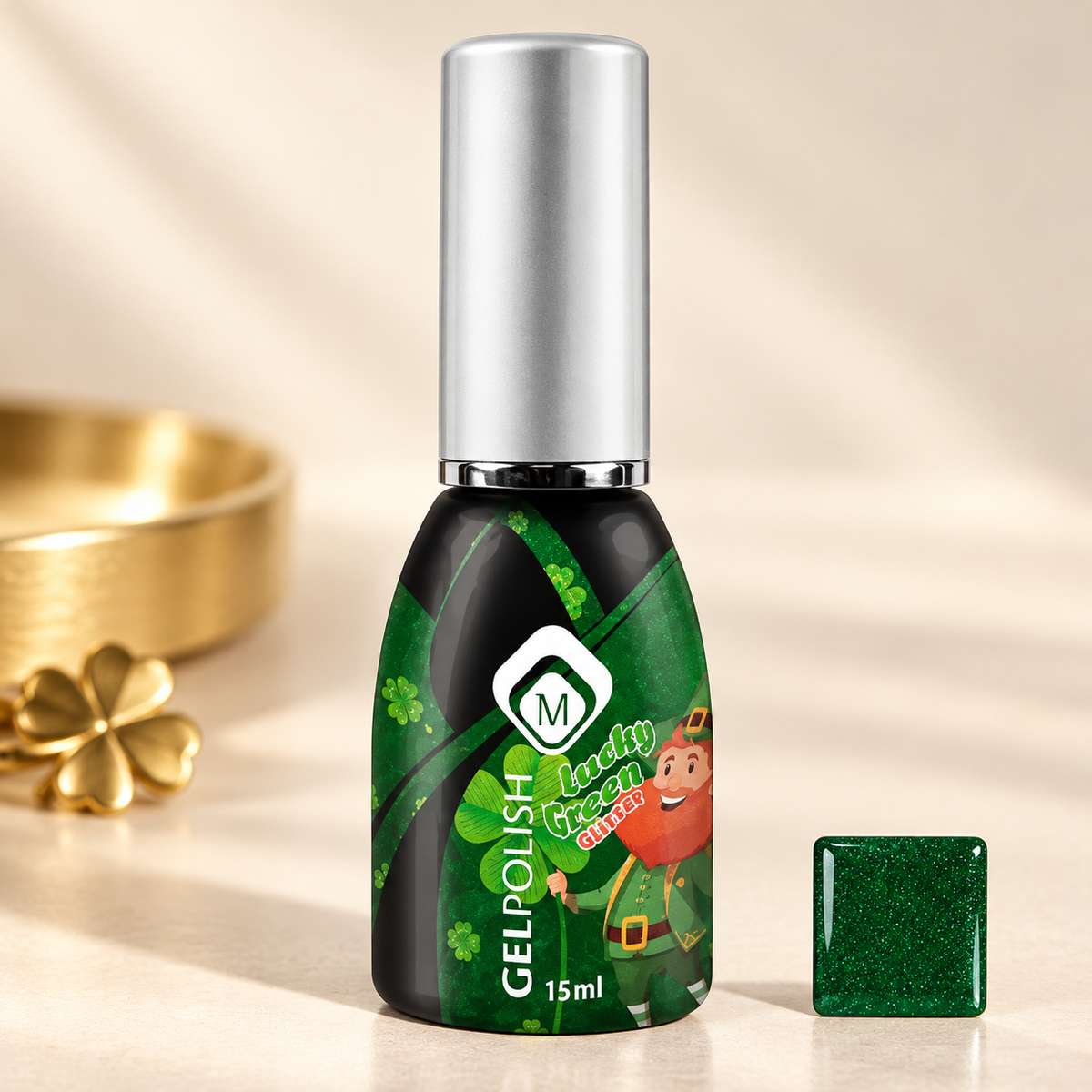 Productfoto met kleurstaal — GP Lucky Green Glitter