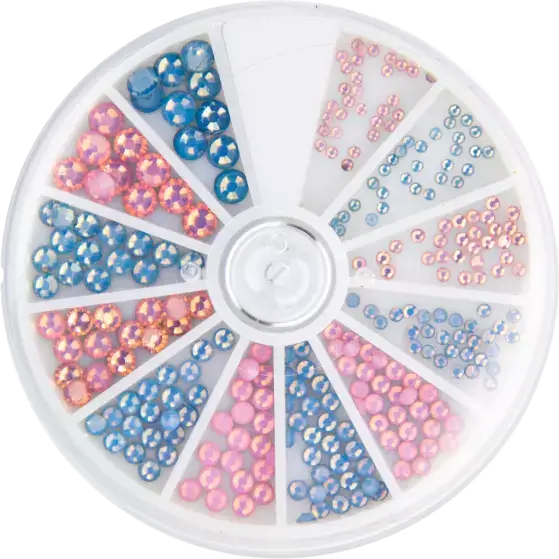 Frosted Rhinestones Pink and Blue 6 sizes 270pcs