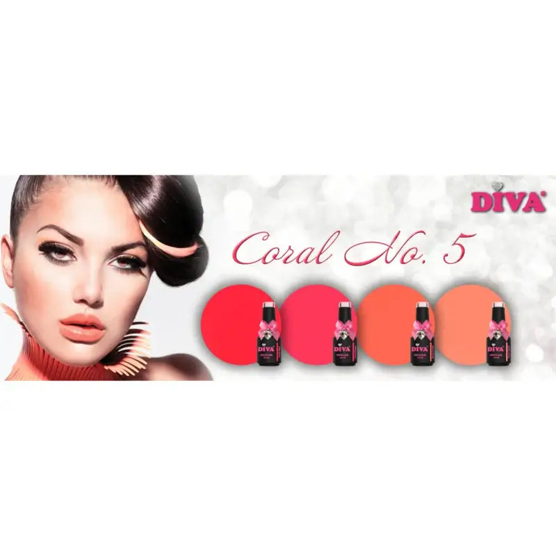 DIVA Gellak Coral No.5 Collection 4x 10 ml # met gratis Colorpop Stickers