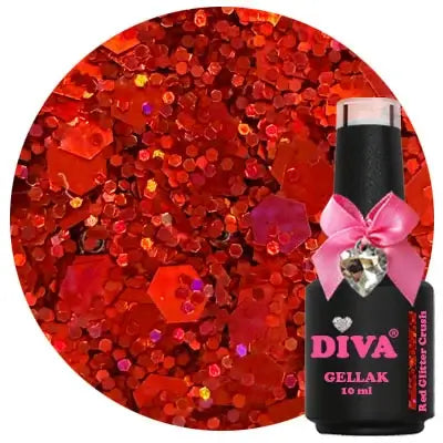 DIVA Gellak Red Glitter Crush 10 ml