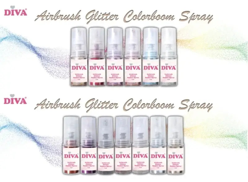 DIVA Airbrush Glitter Colorboom Spray - complete set 13 stuks