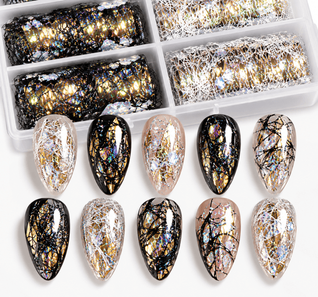 Inlay Multi Lace box- 10 rollen Zwart/wit/Zilver