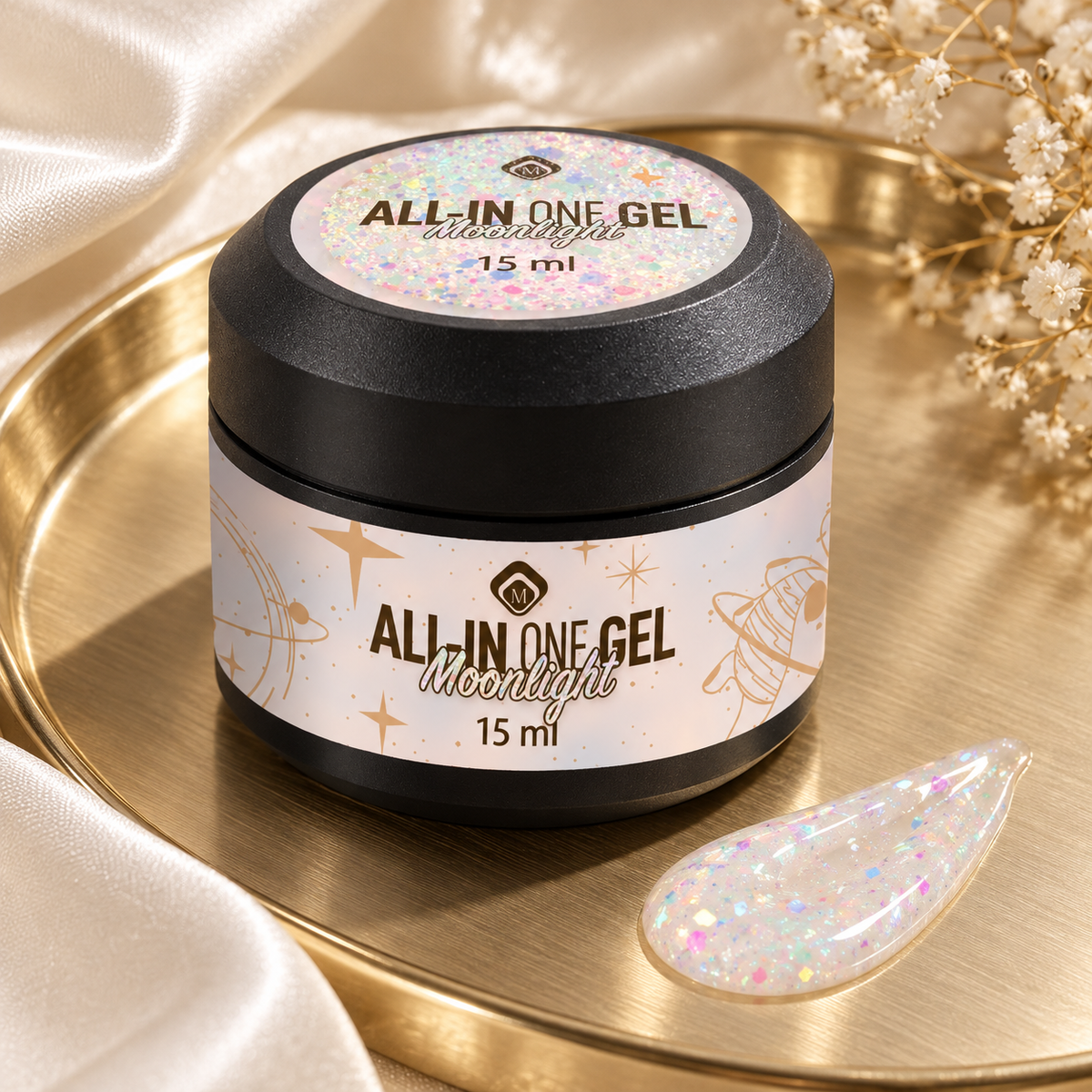Gouden flatlay — All in One Gel Moonlight