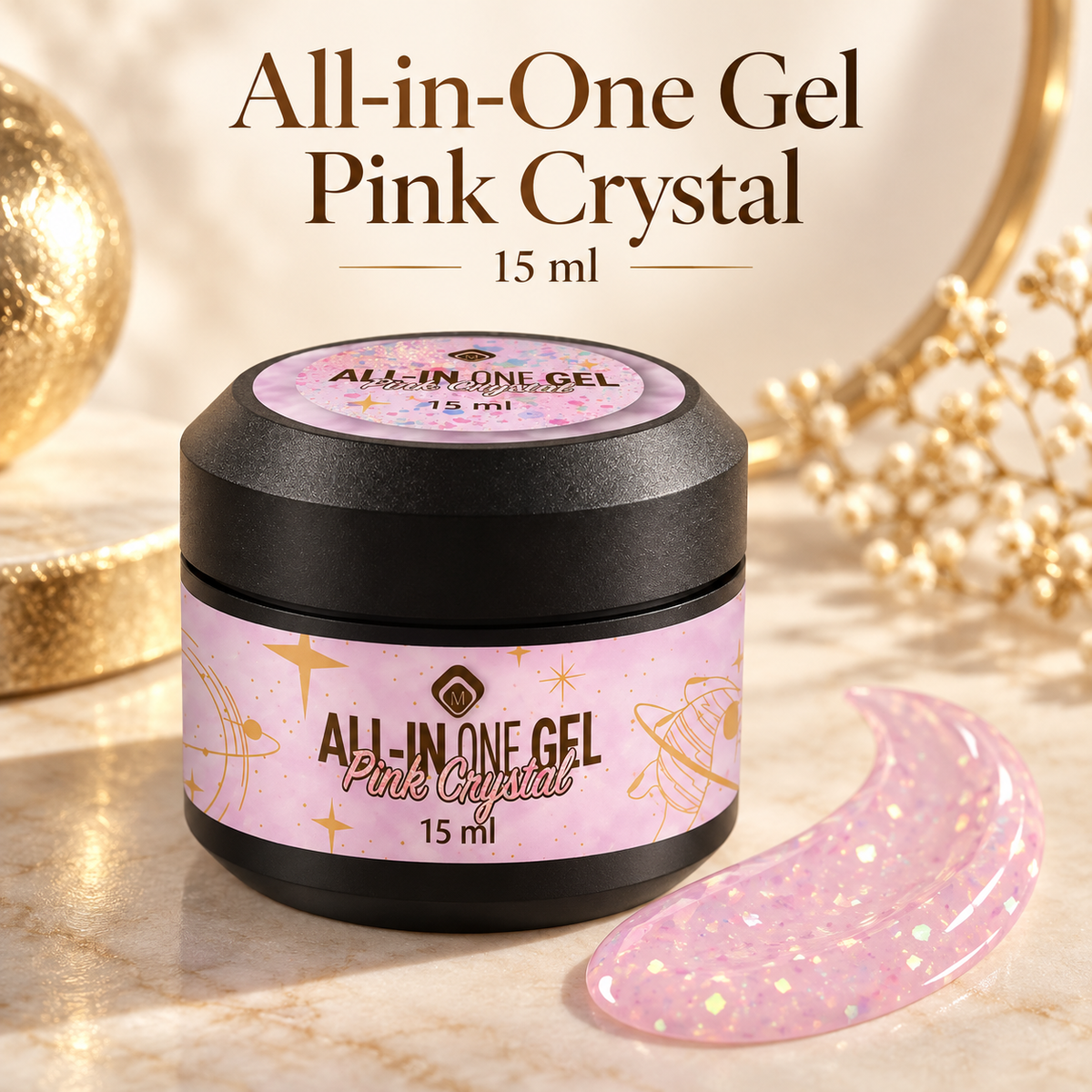Product met tekst — All in One Gel Pink Crystal