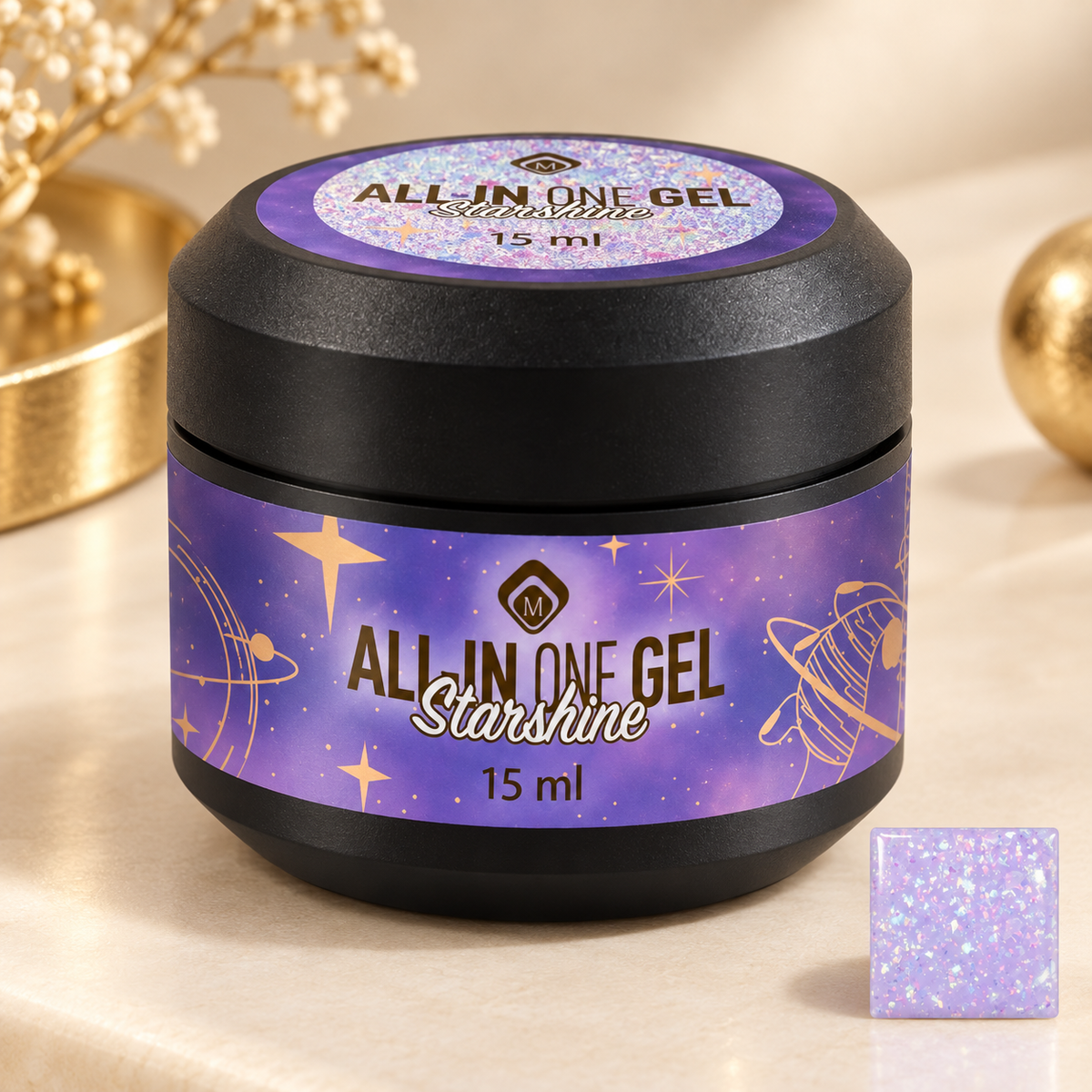Productfoto met kleurstaal — All in One Gel Starshine