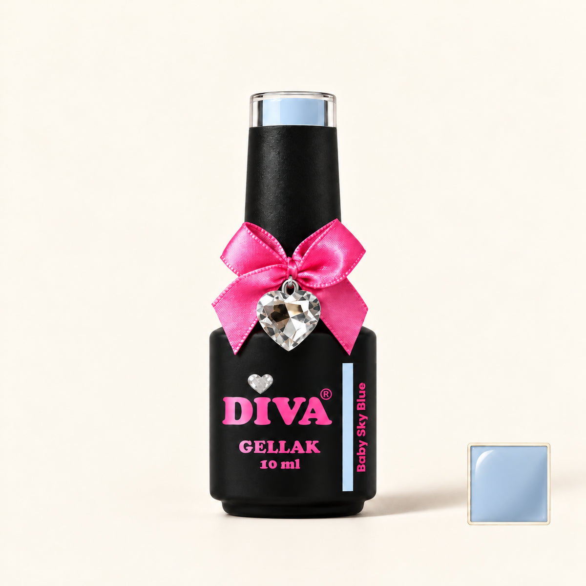 Productfoto met kleurstaaltje — DIVA Gellak Baby Sky Blue 10 ml