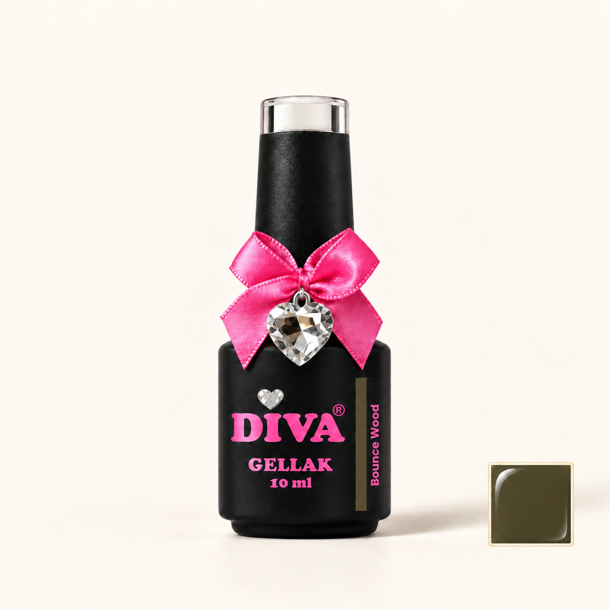 Productfoto met kleurstaaltje — DIVA Gellak Bounce Wood 10 ml #