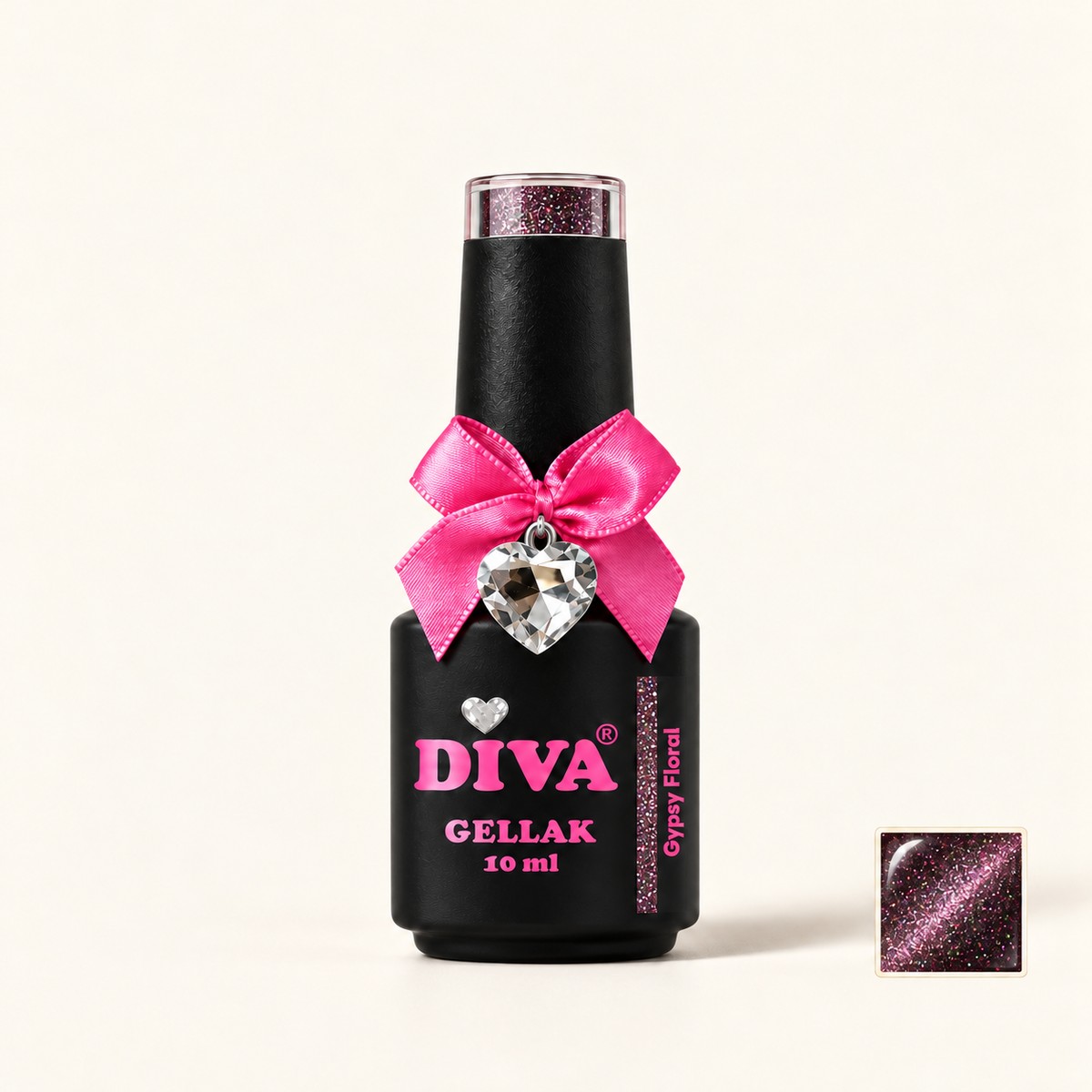 Productfoto met kleurstaaltje — DIVA Gellak Cat Eye Gypsy Floral 10 ml #F