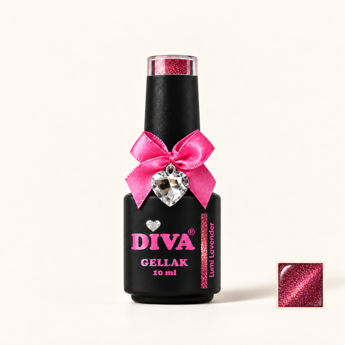 Productfoto met kleurstaaltje — DIVA Gellak Cat Eye Lumi Lavender 10 ml #