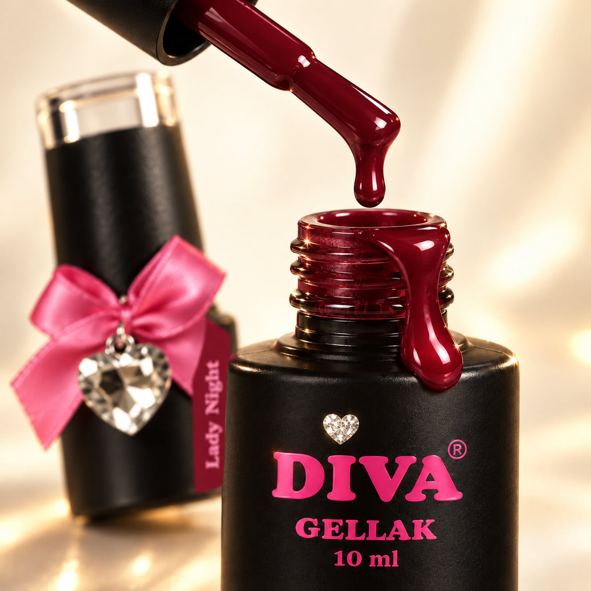 Druppel- en textuurdetail — DIVA Gellak Lady Night 10 ml