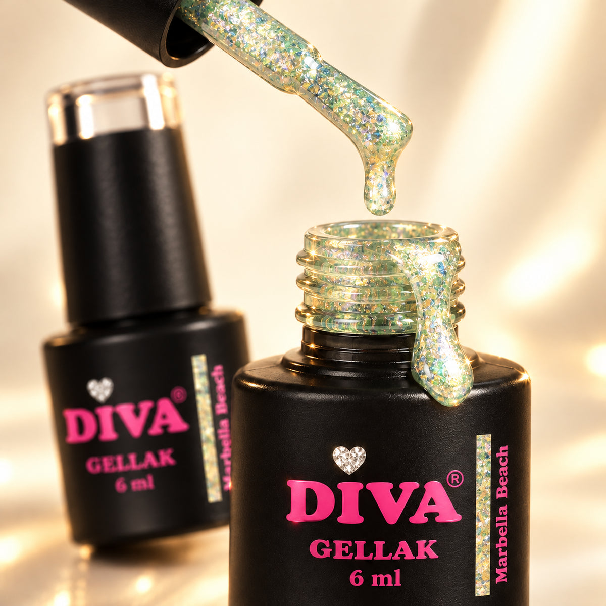 Druppel- en textuurdetail — DIVA Gellak Marbella Beach 6 ml