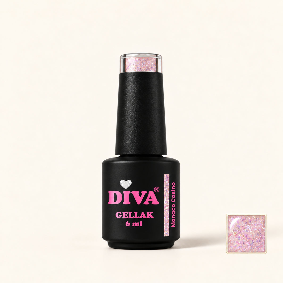 Productfoto met kleurstaaltje — DIVA Gellak Monaco Casino 6 ml