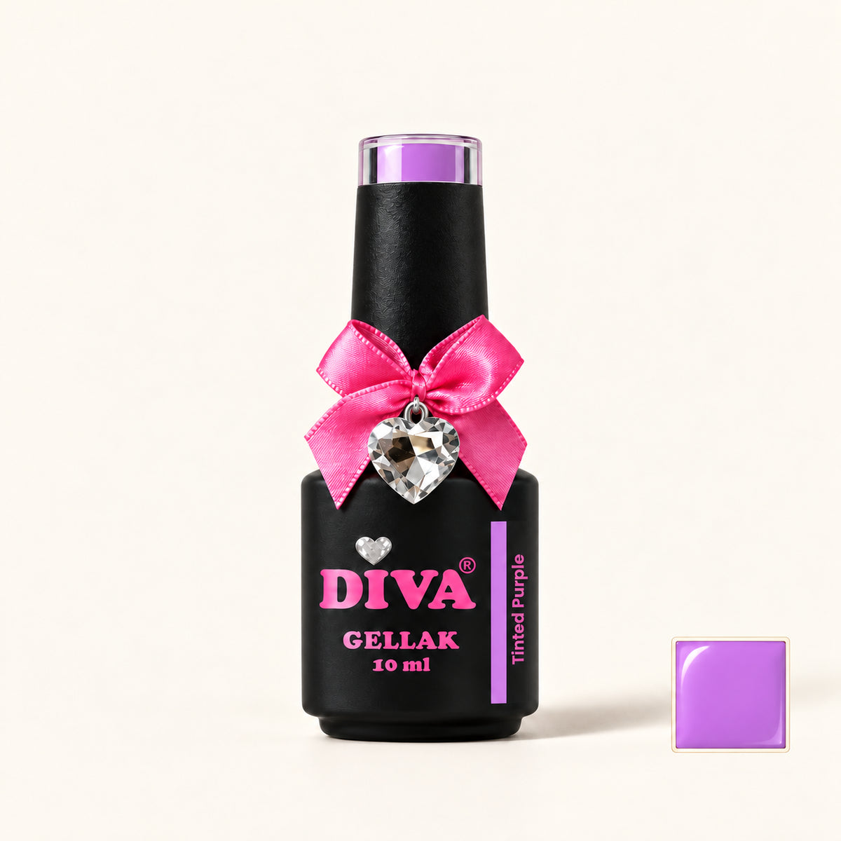 Productfoto met kleurstaaltje — DIVA Gellak Neon Tinted Purple 10 ml