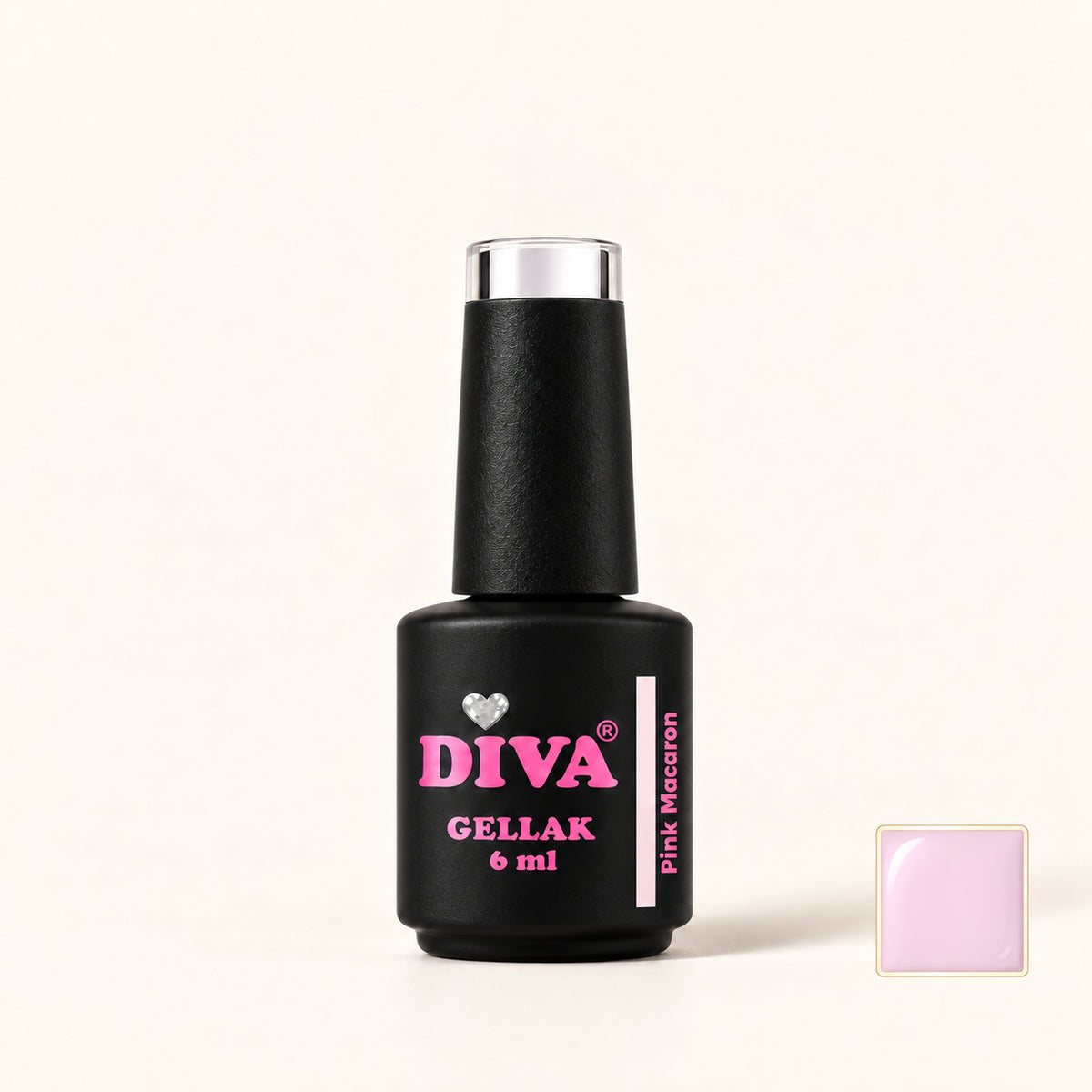Productfoto met kleurstaaltje — DIVA Gellak Pink Macaron 6 ml