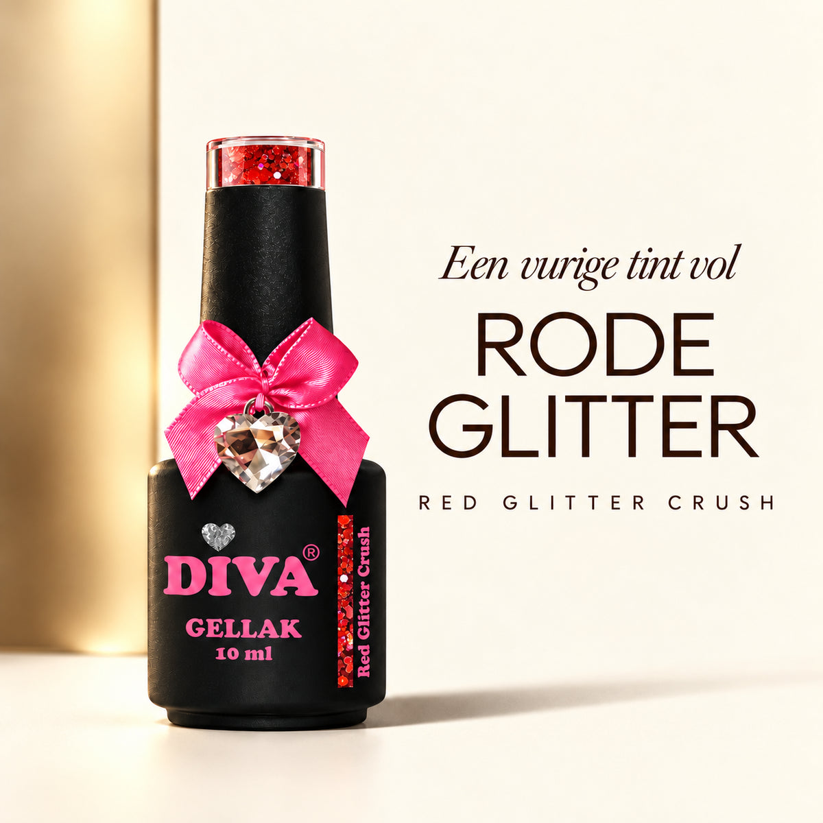 Tekstbeeld — DIVA Gellak Red Glitter Crush 10 ml