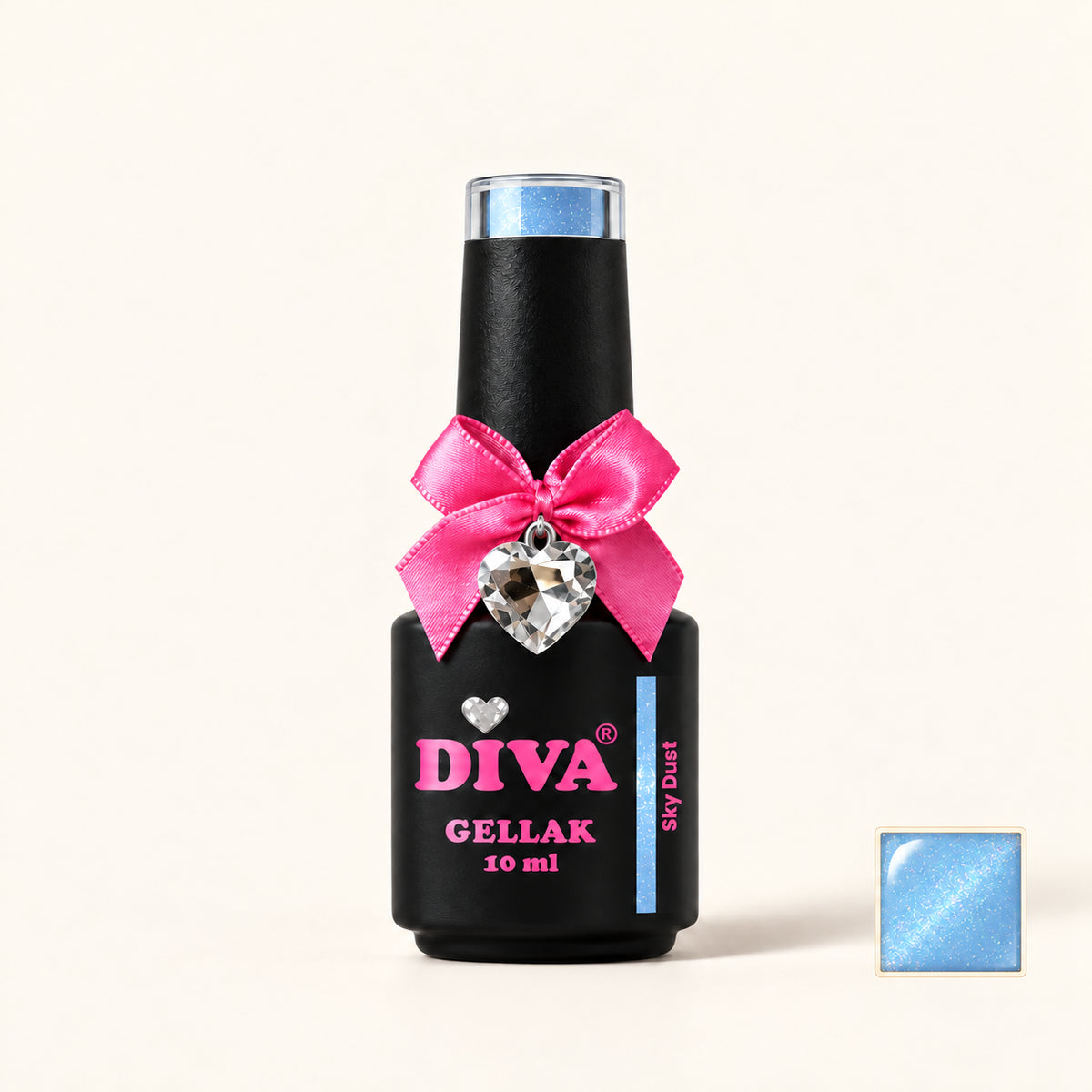 Productfoto met kleurstaaltje — DIVA Gellak Sky Dust 10 ml