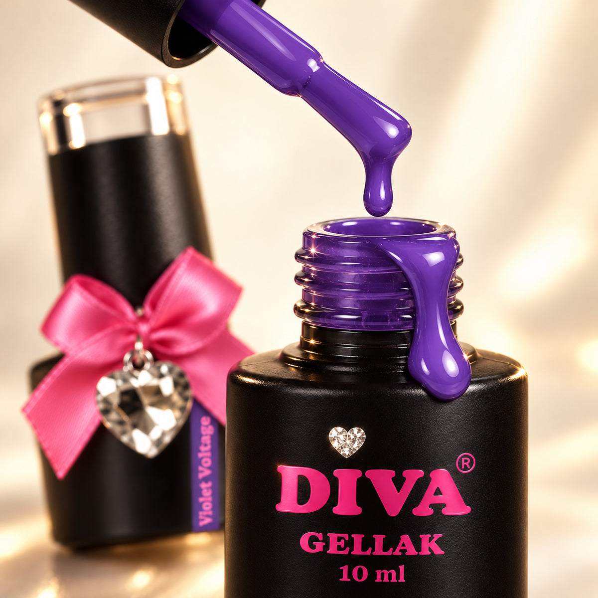 Druppel- en textuurdetail — DIVA Gellak Violet Voltage 10 ml #