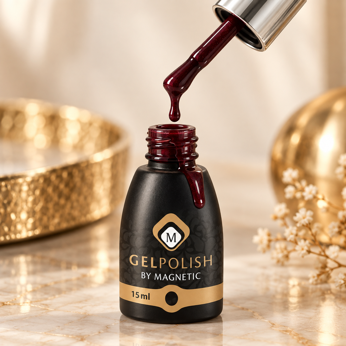 Druppel- en textuurdetail — Gelpolish Alina Red 15 ml