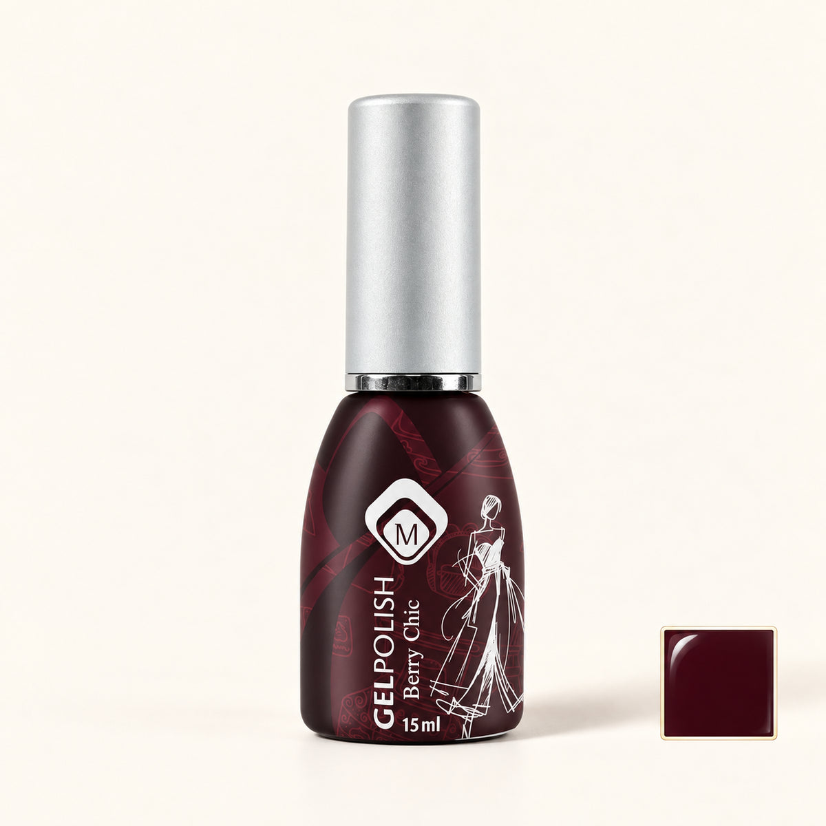 Productfoto met kleurstaaltje — Gelpolish Berry Chic 15 ml