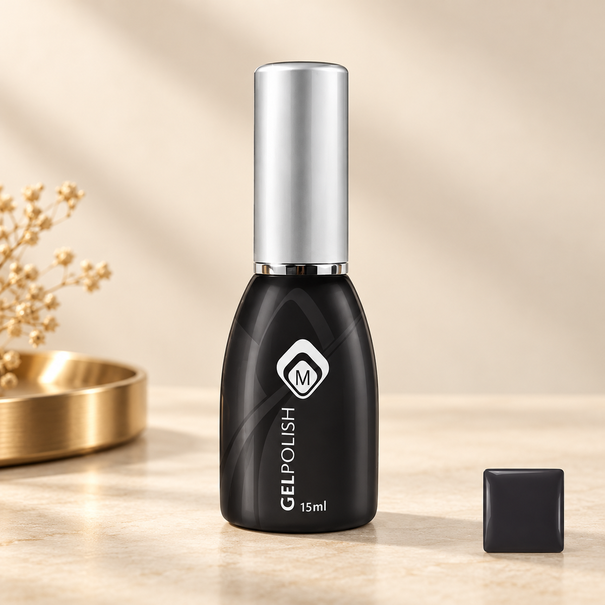 Productfoto met kleurstaal — Gelpolish Black Slate 15ml