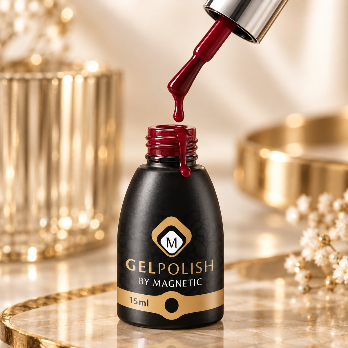 Druppel- en textuurdetail — Gelpolish Marina Red 15 ml